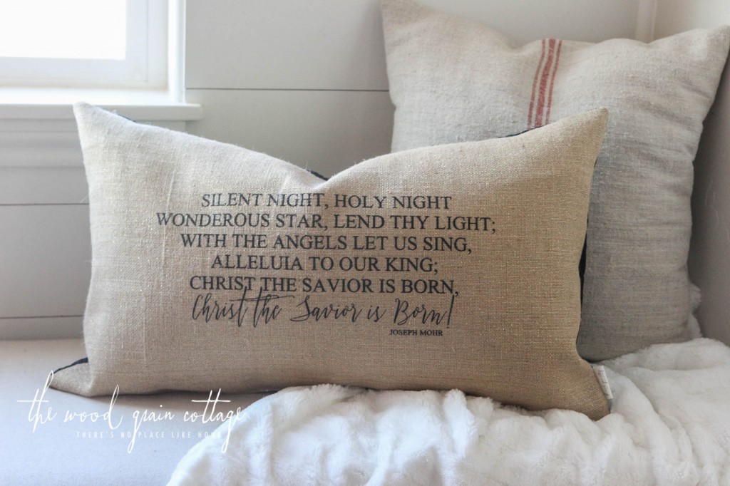 Silent Night Pillow Handmade by The Wood Grain Cottage