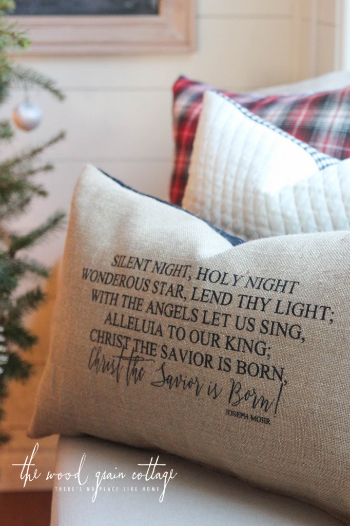 Silent Night Pillow Handmade by The Wood Grain Cottage