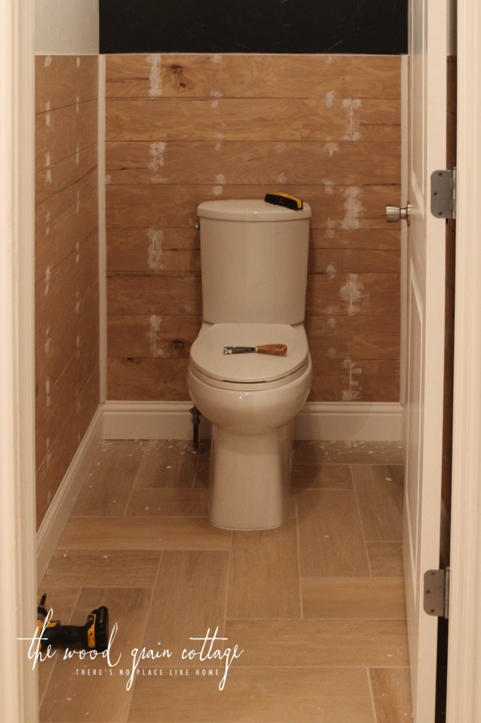 Planking In The Master Bathroom by The Wood Grain Cottage