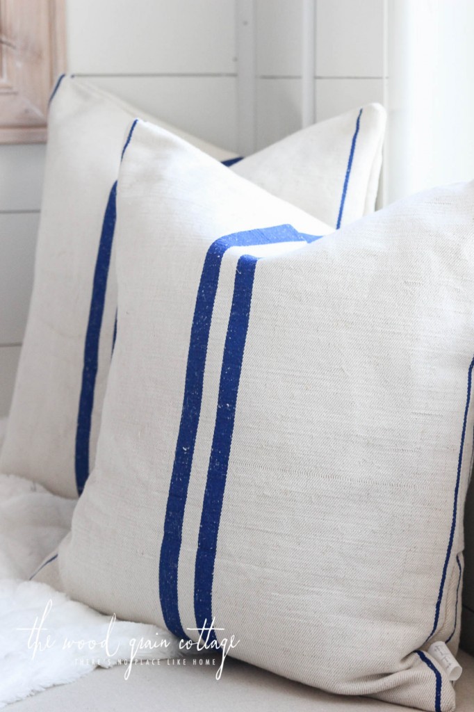 Blue Grain Sack Pillow from The Wood Grain Cottage-3