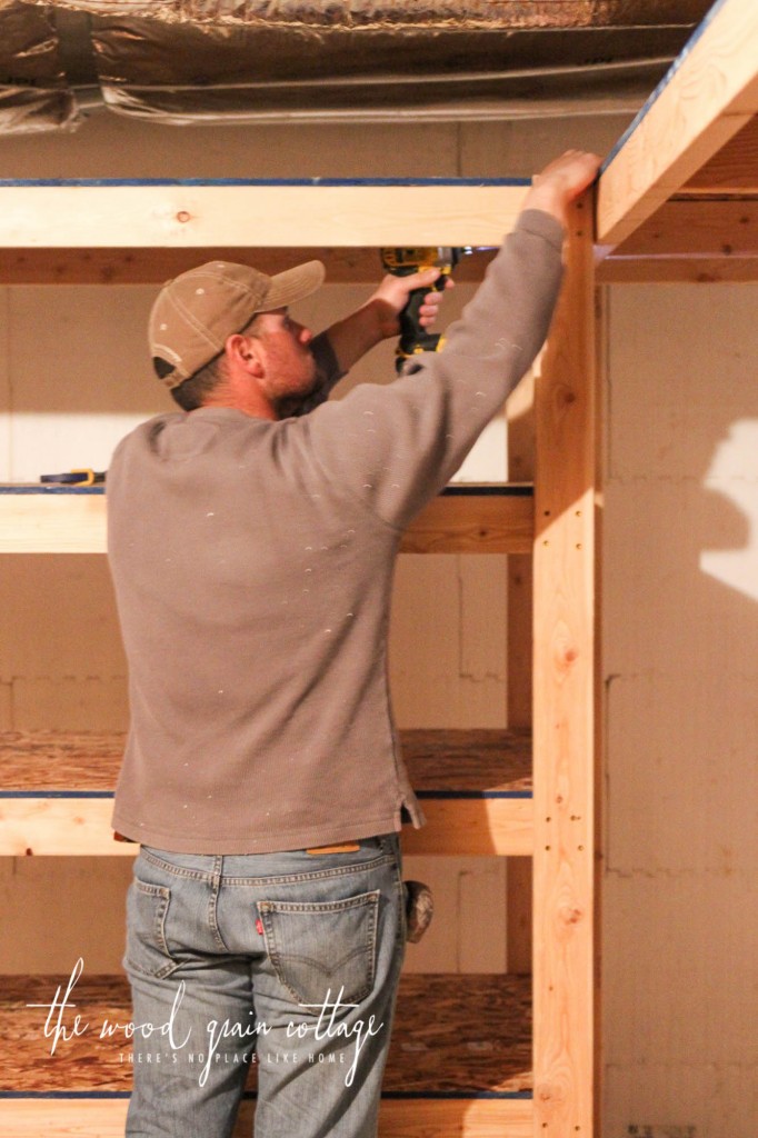 DIY Basement Shelving by The Wood Grain Cottage