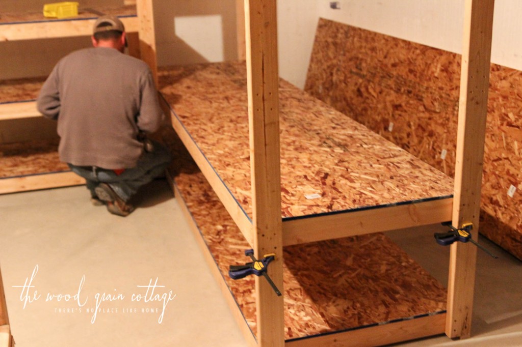 DIY Basement Shelving by The Wood Grain Cottage