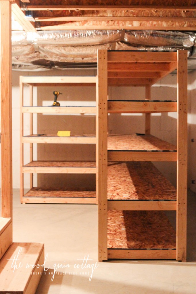 DIY Basement Shelving by The Wood Grain Cottage