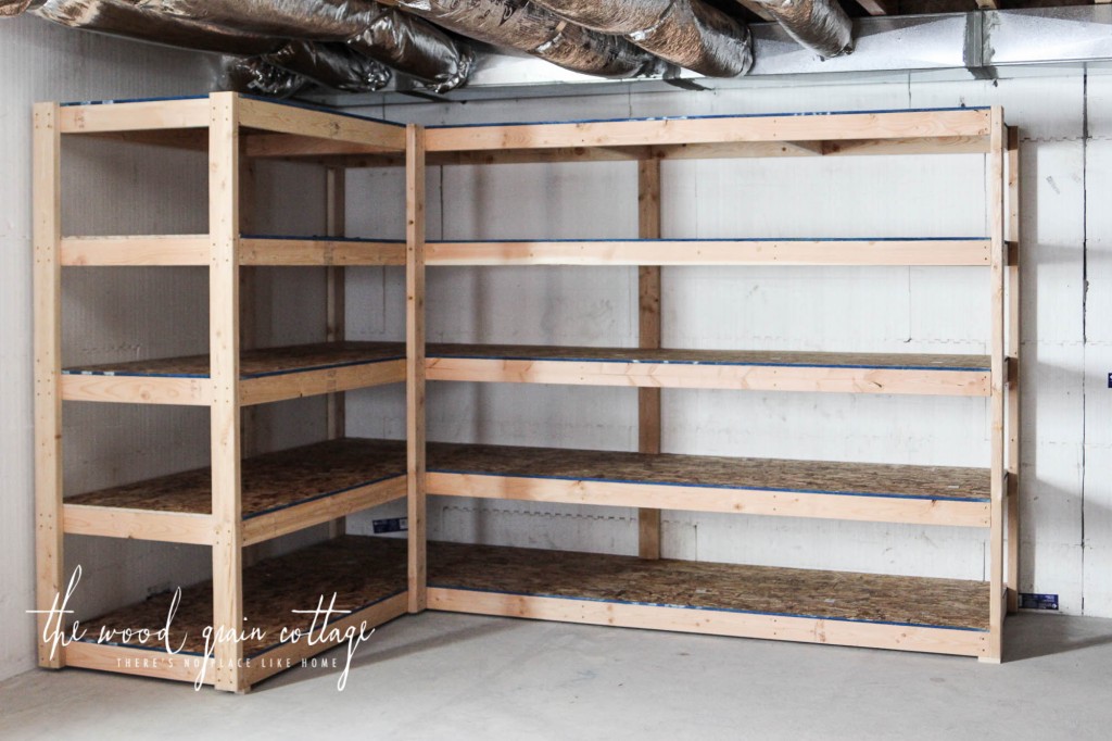 DIY Basement Shelving by The Wood Grain Cottage