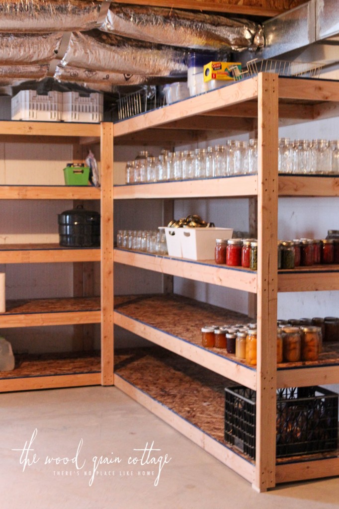 DIY Basement Shelving by The Wood Grain Cottage