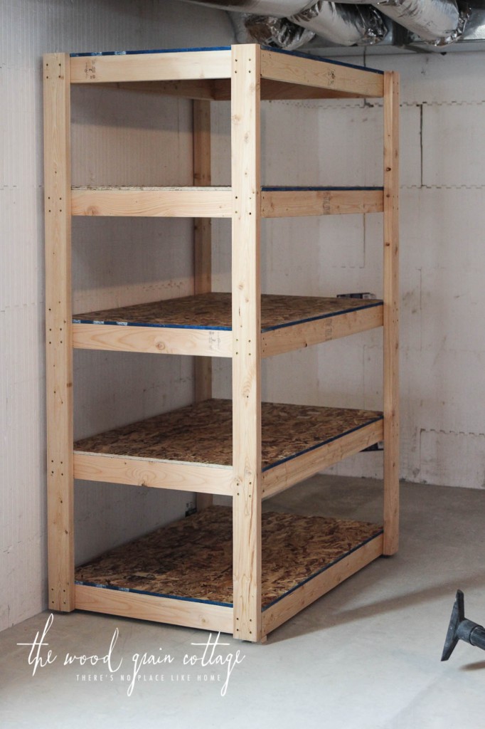 DIY Basement Shelving by The Wood Grain Cottage