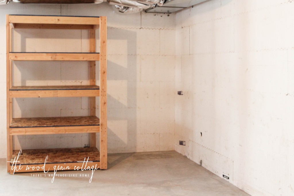 DIY Basement Shelving by The Wood Grain Cottage