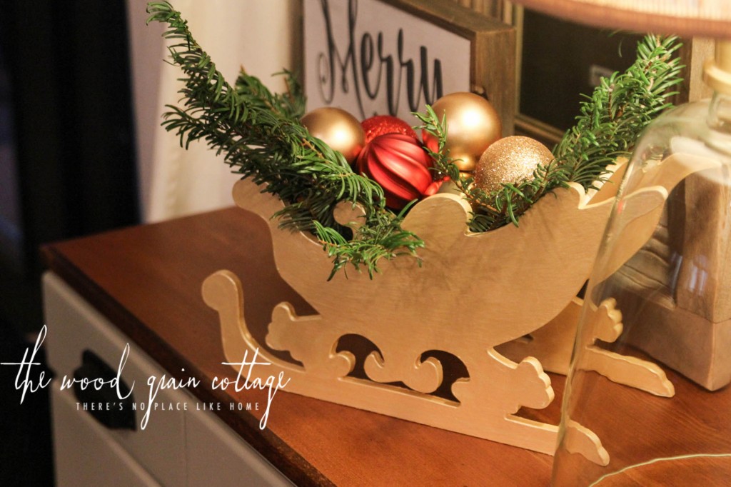 Gold Sleigh Makeover by The Wood Grain Cottage