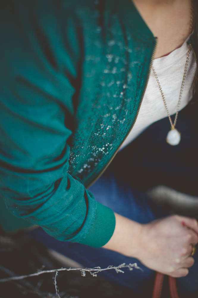 Fashion Friday: Green Lace Bomber Jacket by The Wood Grain Cottage