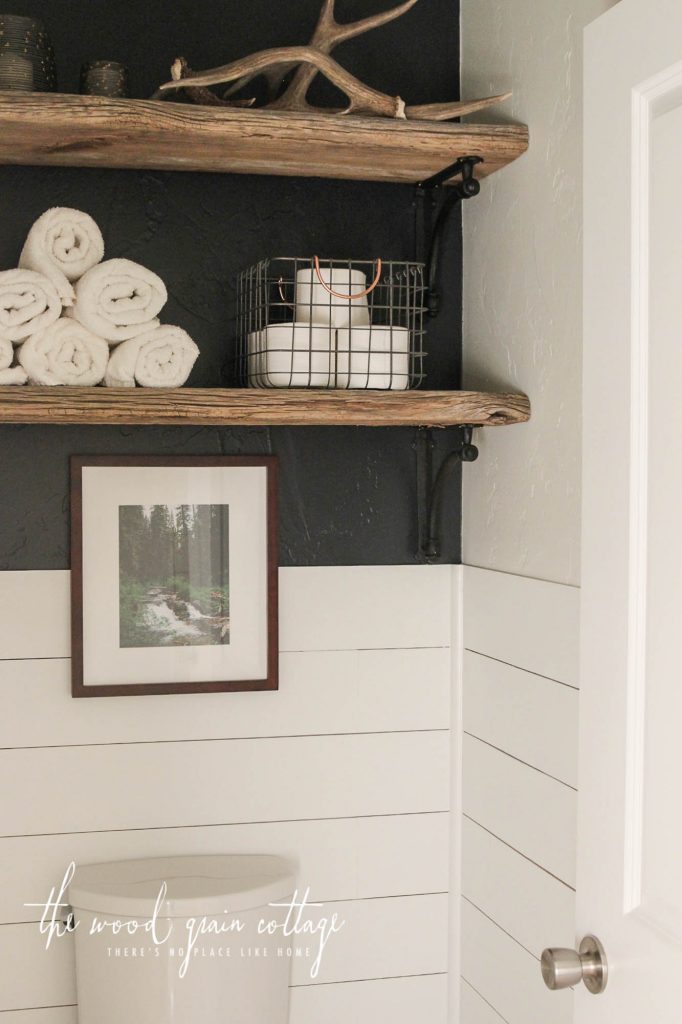 Decorating Shelves Above The Toilet by The Wood Grain Cottage