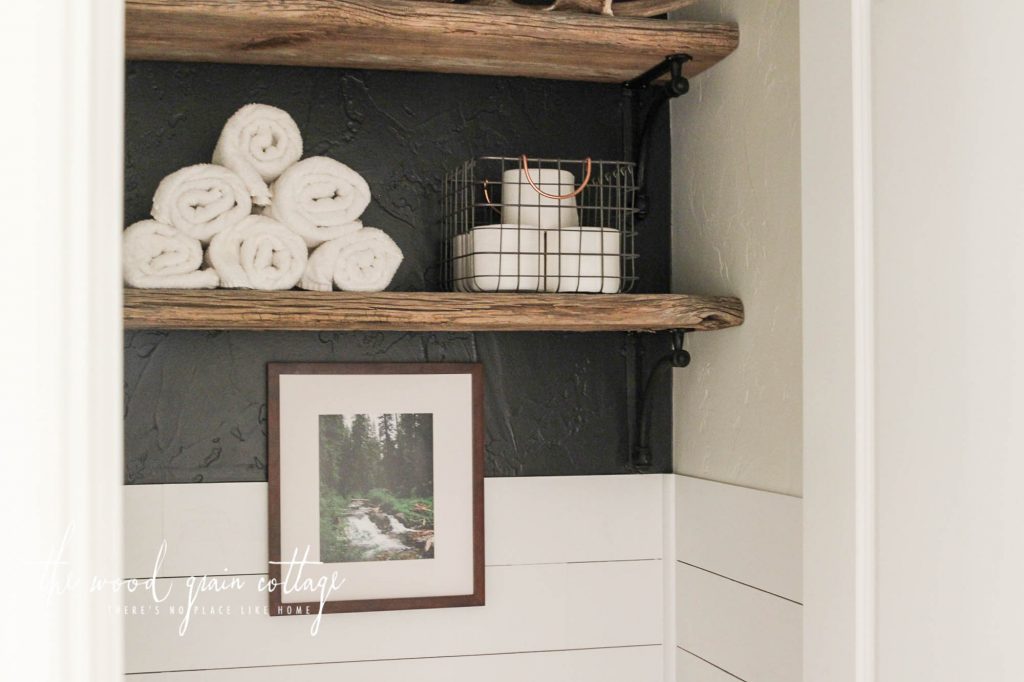 Decorating Shelves Above The Toilet by The Wood Grain Cottage