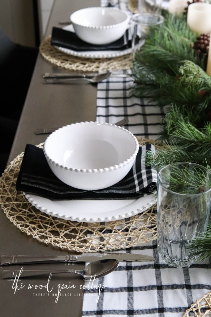 Christmas Table Setting In The Breakfast Nook by The Wood Grain Cottage