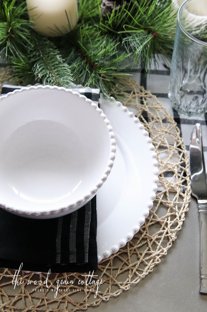 Christmas Table Setting In The Breakfast Nook by The Wood Grain Cottage