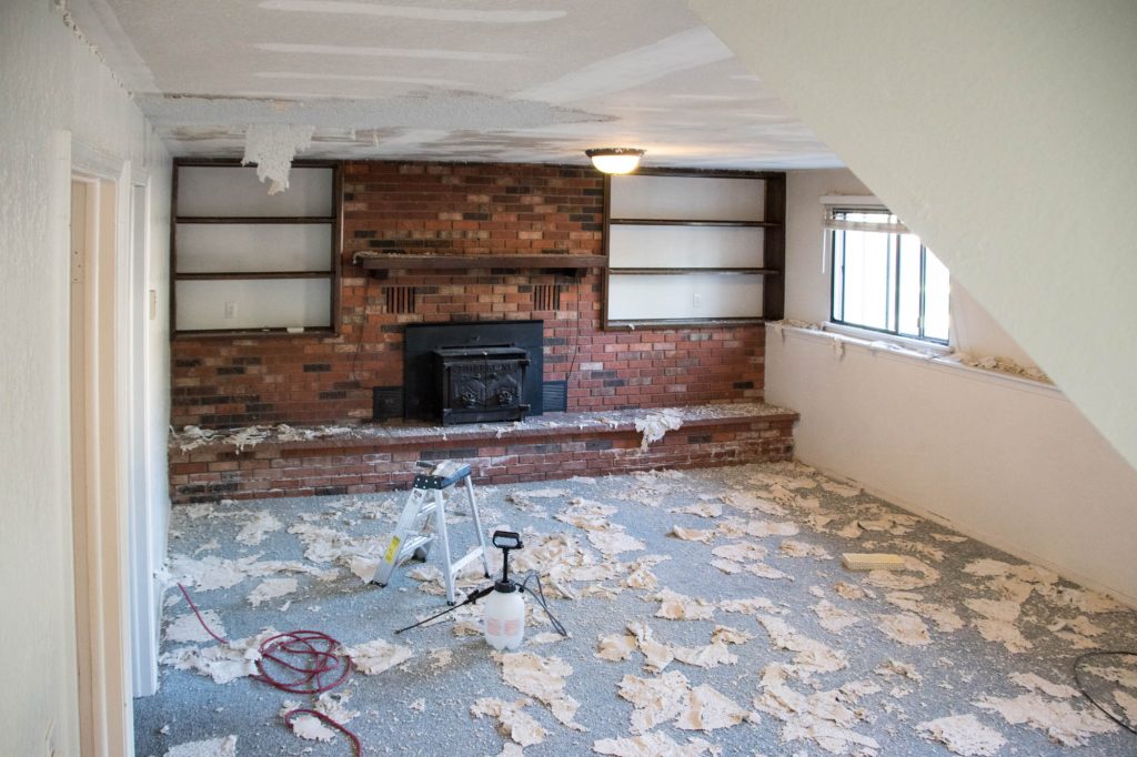 Scraping Popcorn Ceilings & Removing The Carpet by The Wood Grain Cottage