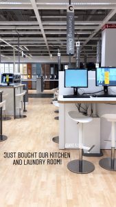A picture of computer screens in the Ikea kitchen design center.
