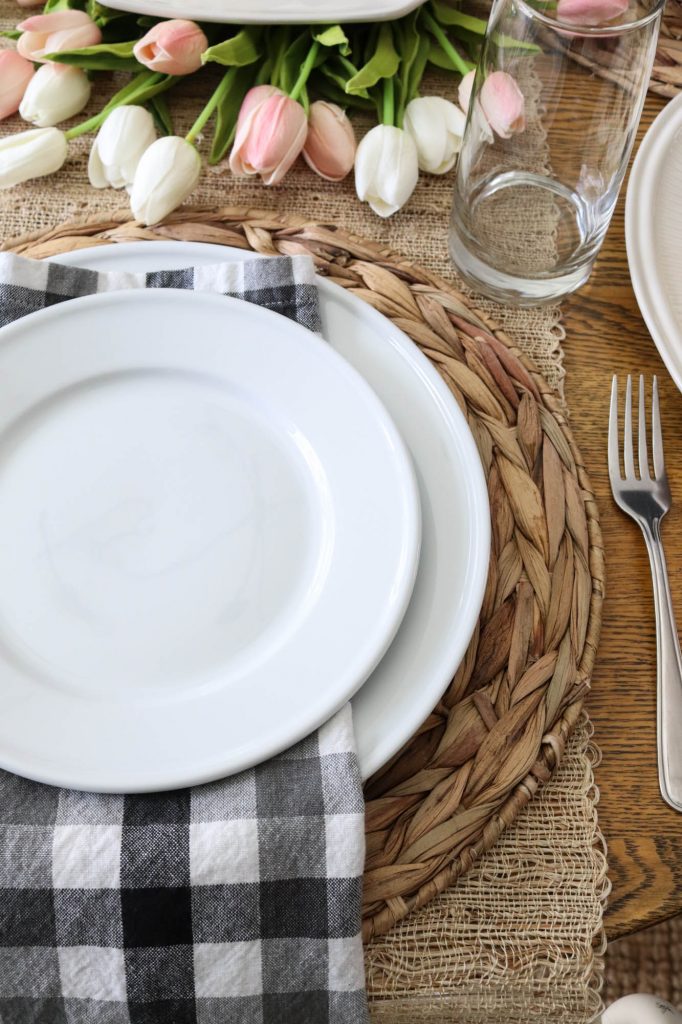 A picture of a table set for Easter.