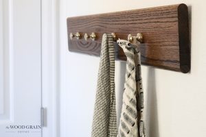 A picture of the finished towel hook rack.