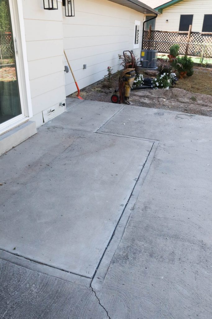 A picture showing the patio before. 