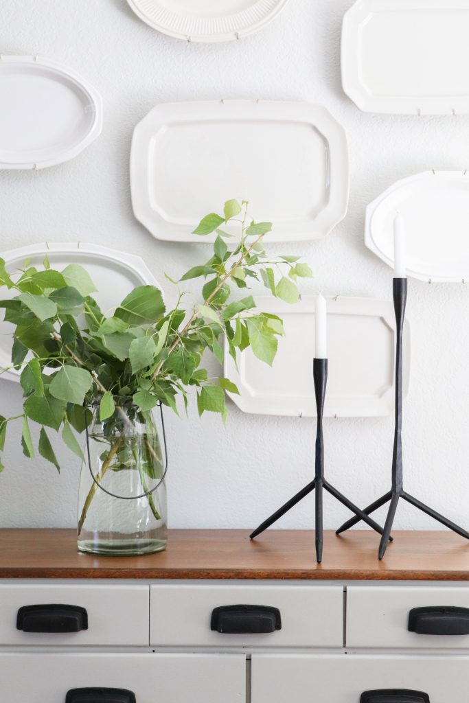 A picture of the dining room plate wall.