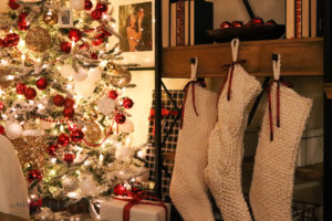 A picture of our Christmas tree and stockings.