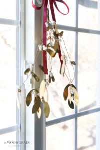 A picture of mistletoe in the window.