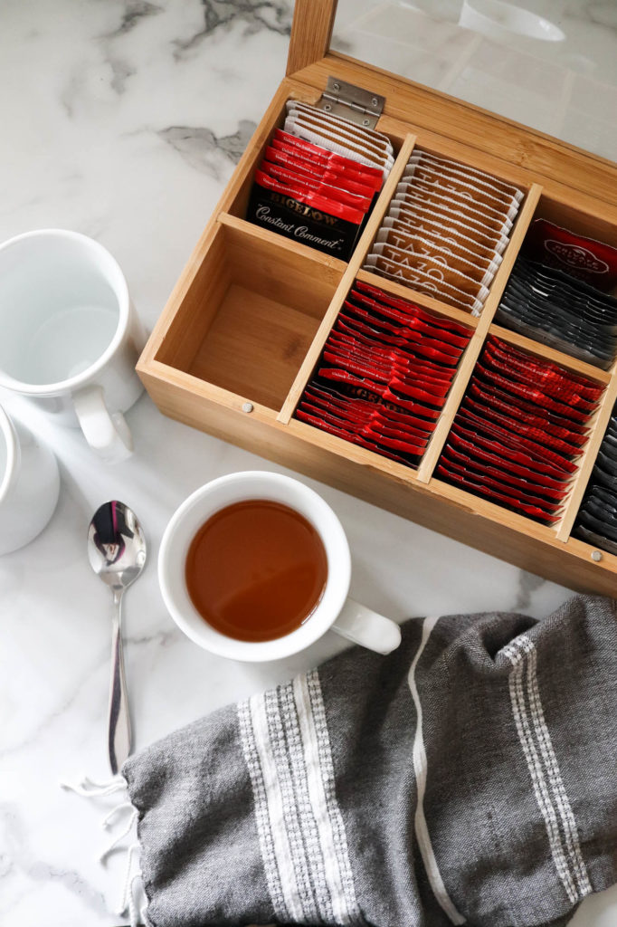 A picture of hot tea packets organized.