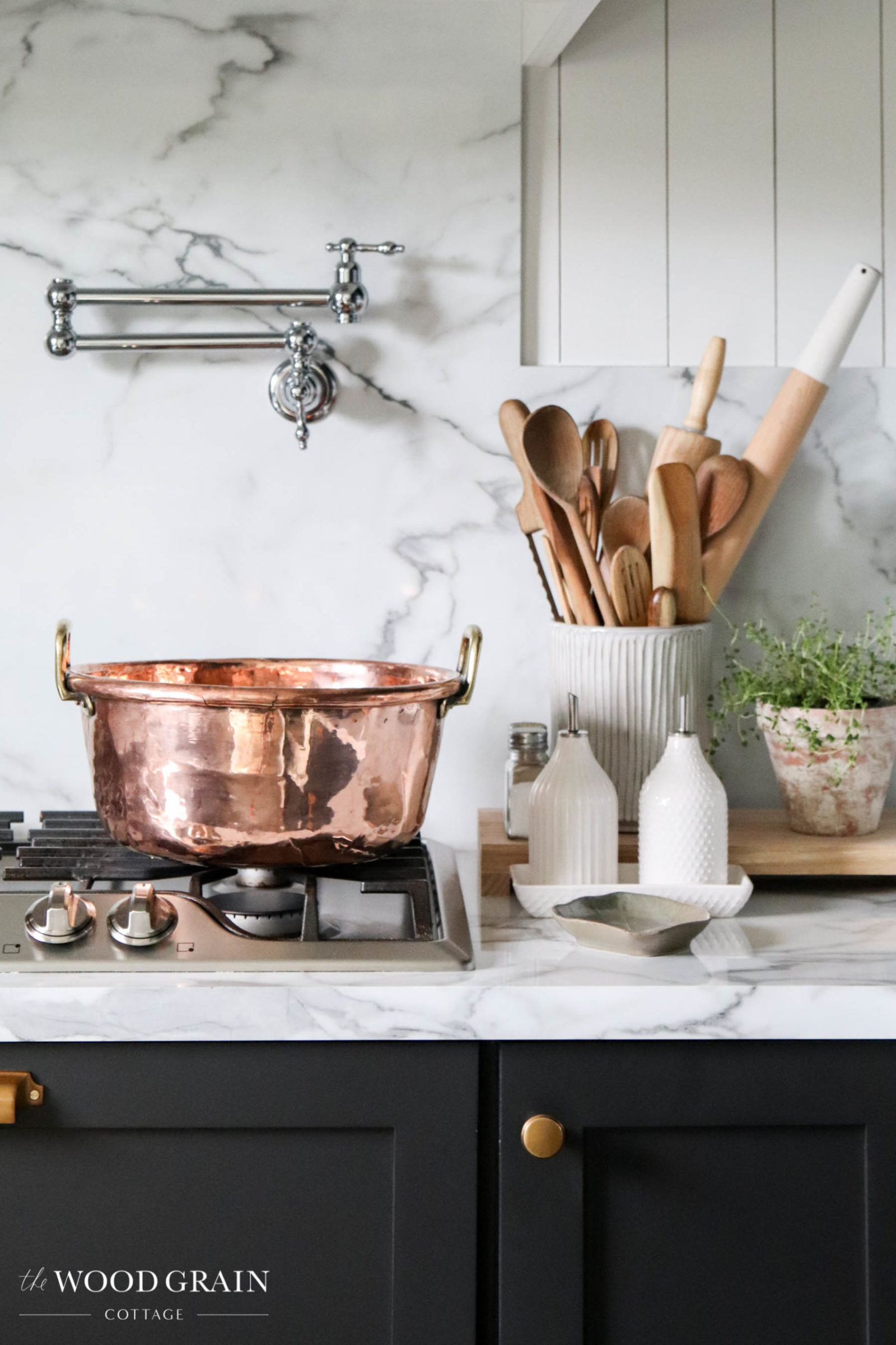 A picture showing the copper jam pan in my kitchen.