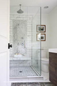 A picture of our finished master bathroom shower.