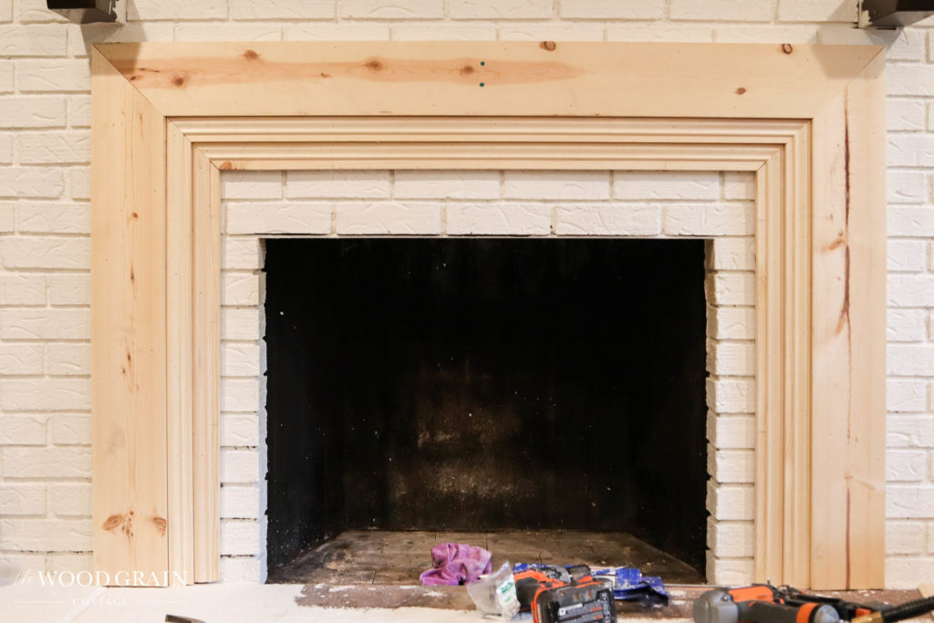 A picture of the trim work around our fireplace.
