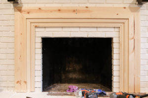 A picture of the trim work around our fireplace.