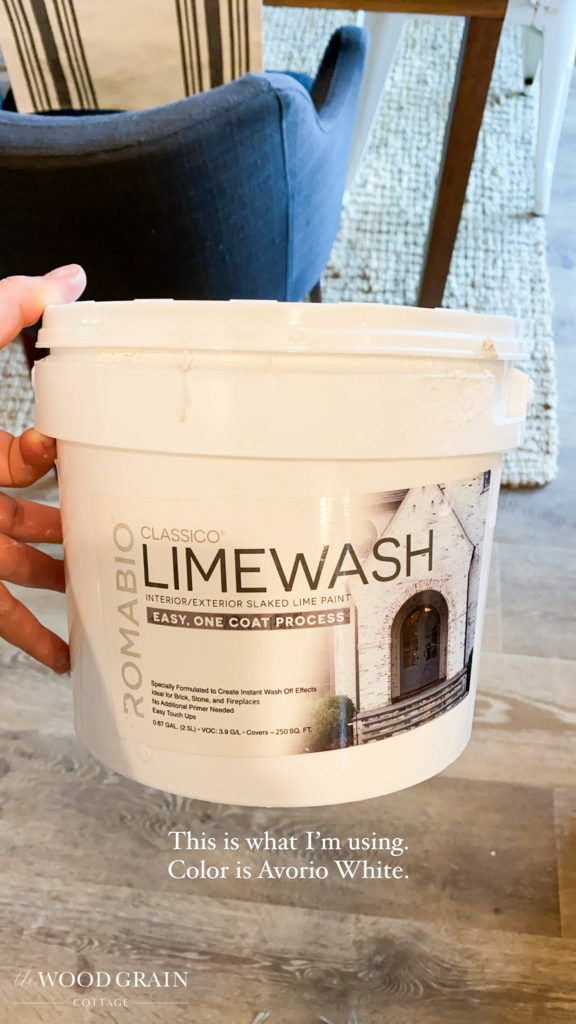 A picture of the lime wash paint bucket. 
