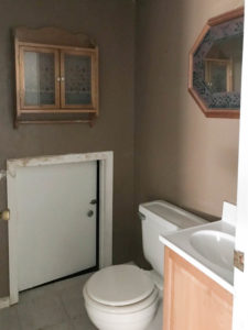 A picture of the downstairs bathroom when we bought the house.