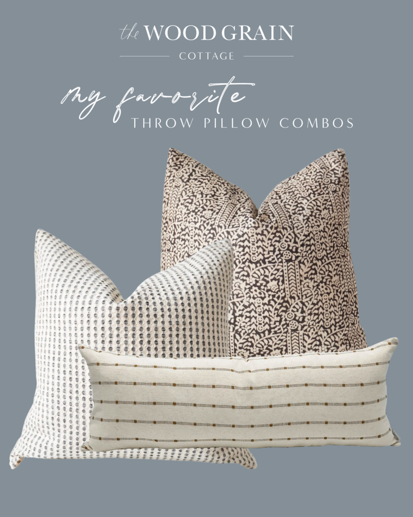 A picture showing cream, floral and striped pillow covers together. 